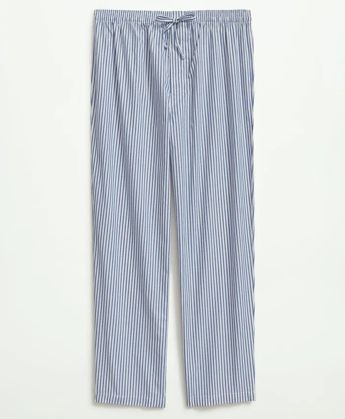 Pajamas andamp Robes Men Brooks Brothers Cotton Broadcloth Bengal Stripe Pajamas Blue