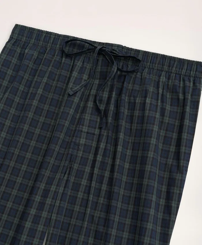 Pajamas andamp Robes Men Brooks Brothers Cotton Broadcloth Black Watch Lounge Pants Navygreen