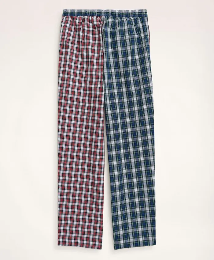 Pajamas andamp Robes Men Brooks Brothers Cotton Broadcloth Fun Tartan Lounge Pants Multi