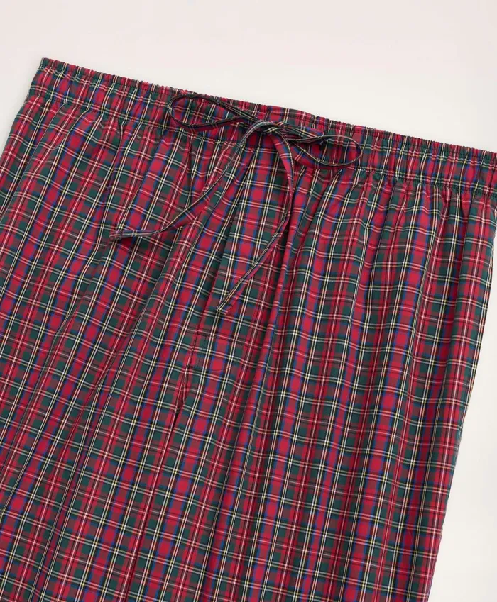 Pajamas andamp Robes Men Brooks Brothers Cotton Broadcloth Tartan Lounge Pants Red Multi