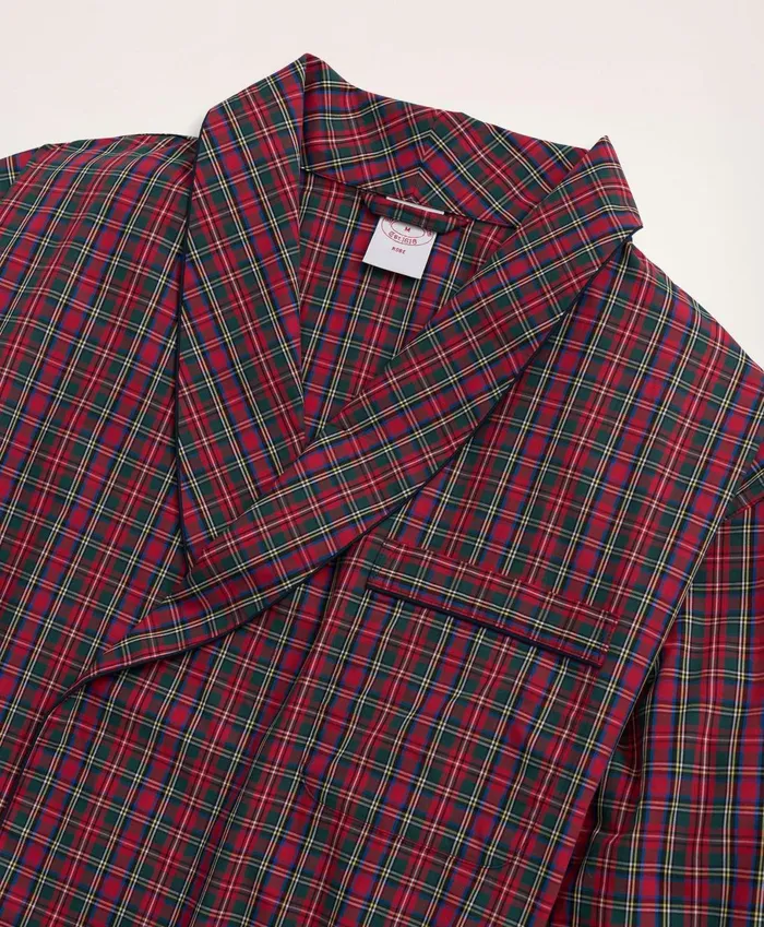 Pajamas andamp Robes Men Brooks Brothers Cotton Broadcloth Tartan Robe Redmulti
