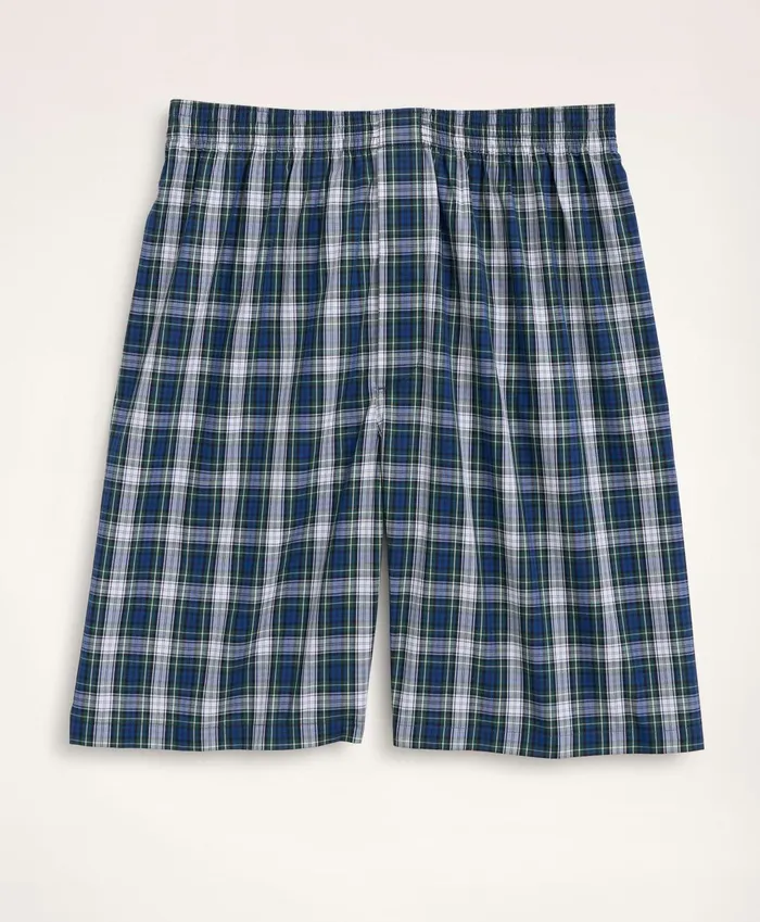 Pajamas andamp Robes Men Brooks Brothers Cotton Broadcloth Tartan Short Pajamas Blue Multi
