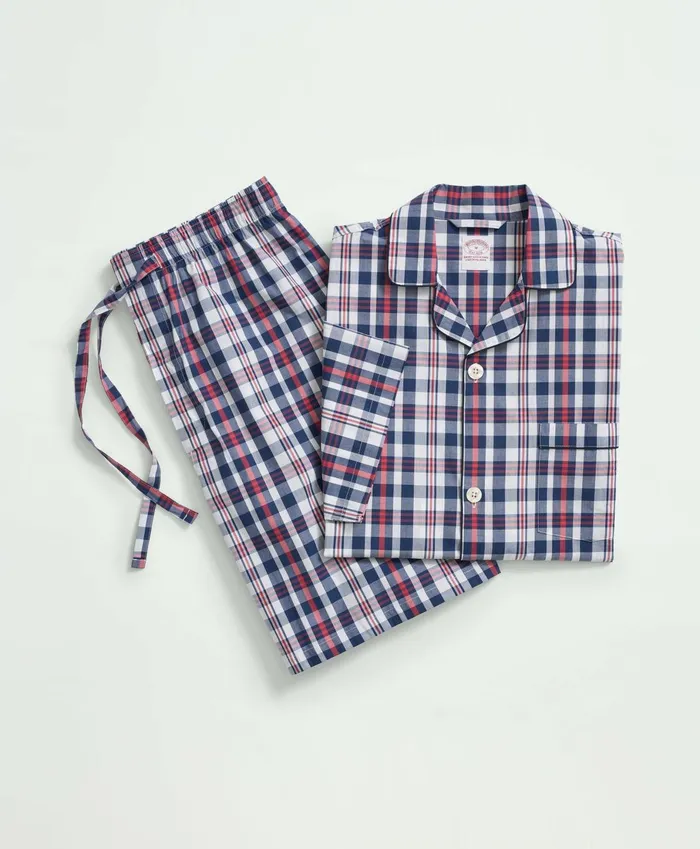 Pajamas andamp Robes Men Brooks Brothers Cotton Madras Shorts Pajamas Navy Multi Pajamas andamp Robes Men Brooks Brothers Cotton Madras Shorts Pajamas Navy Multi