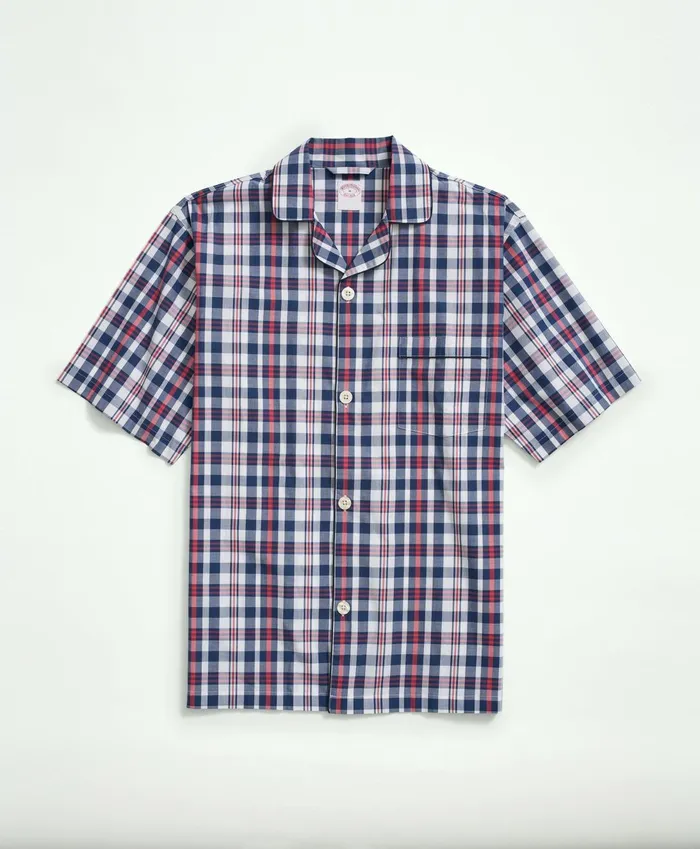 Pajamas andamp Robes Men Brooks Brothers Cotton Madras Shorts Pajamas Navy Multi