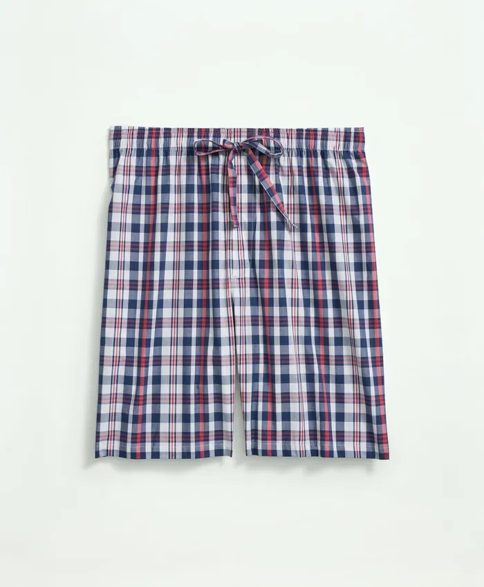 Pajamas andamp Robes Men Brooks Brothers Cotton Madras Shorts Pajamas Navy Multi