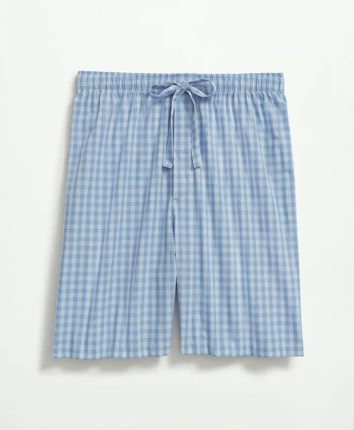 Pajamas andamp Robes Men Brooks Brothers Cotton Poplin Gingham Short Pajamas Chambray Blue