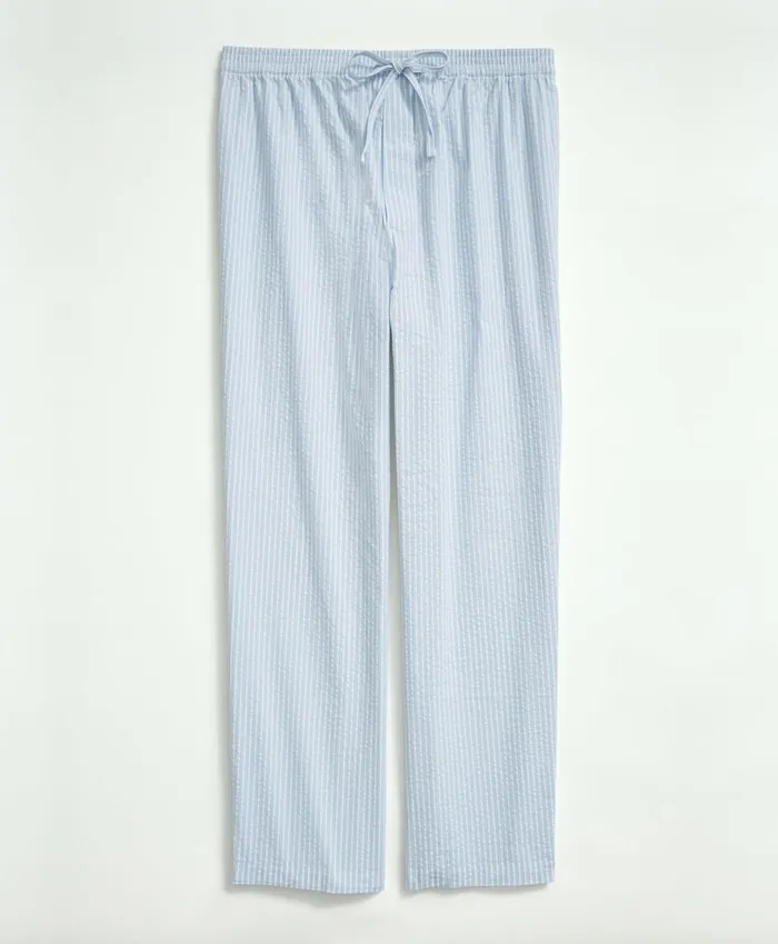 Pajamas andamp Robes Men Brooks Brothers Cotton Seersucker Pajamas Chambray Blue