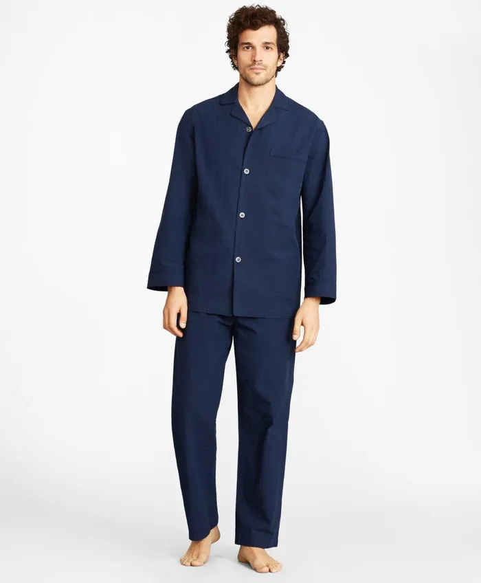 Pajamas andamp Robes Men Brooks Brothers Seersucker Tonal Stripe Pajamas Navy Pajamas andamp Robes Men Brooks Brothers Seersucker Tonal Stripe Pajamas Navy