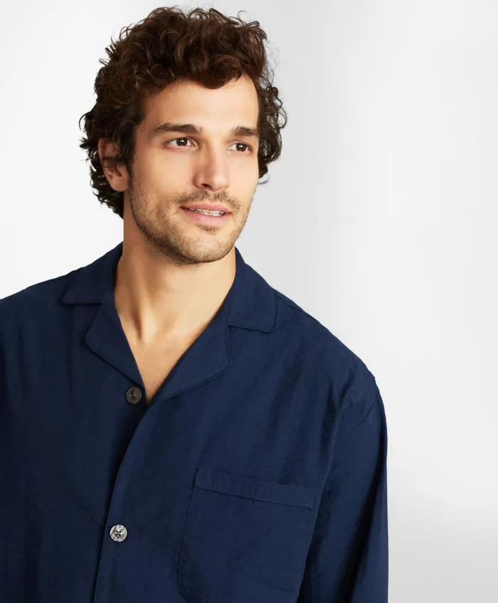 Pajamas andamp Robes Men Brooks Brothers Seersucker Tonal Stripe Pajamas Navy