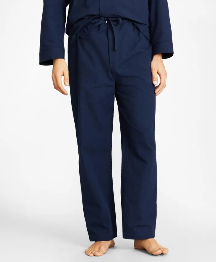 Pajamas andamp Robes Men Brooks Brothers Seersucker Tonal Stripe Pajamas Navy