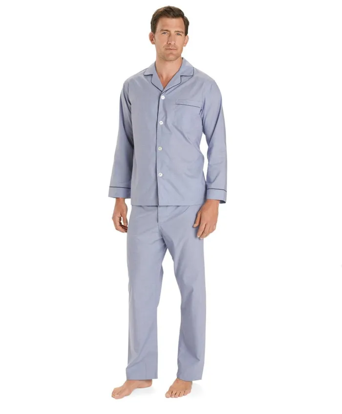 Pajamas andamp Robes Men Brooks Brothers WrinkleResistant Broadcloth Pajamas Blue