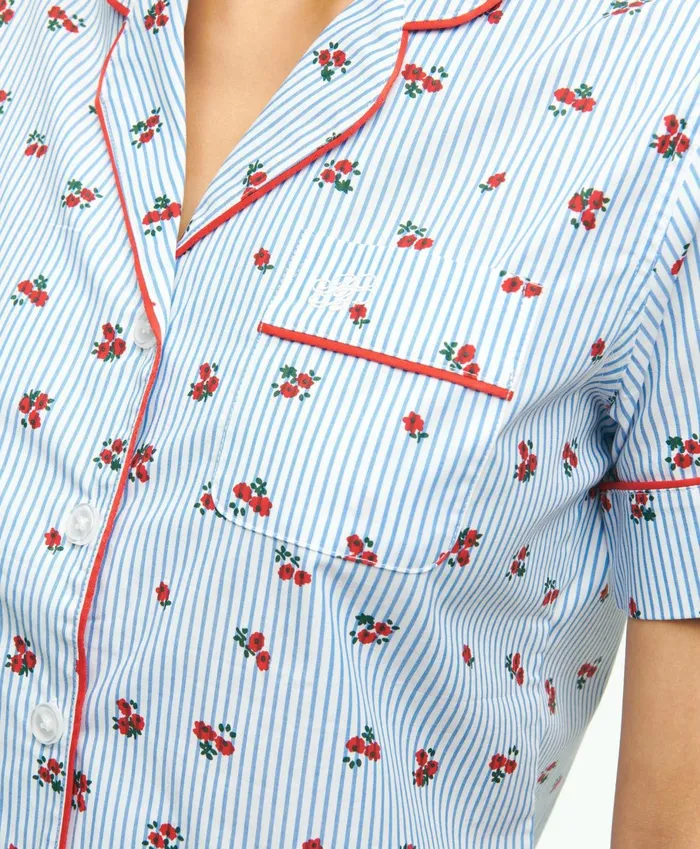 Pajamas andamp Sleepwear Women Brooks Brothers Cotton Poplin Floral Pajama Set Multi