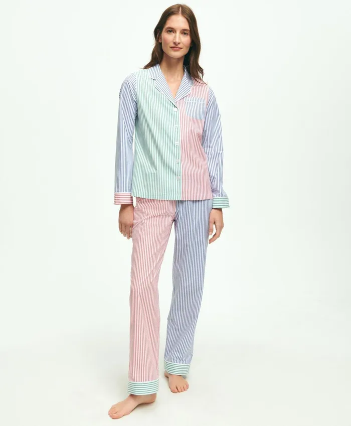Pajamas andamp Sleepwear Women Brooks Brothers Cotton Poplin Fun Pajama Set Multi