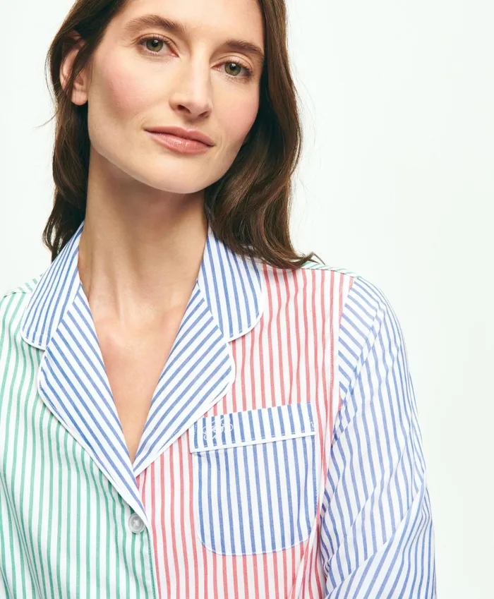 Pajamas andamp Sleepwear Women Brooks Brothers Cotton Poplin Fun Pajama Set Multi