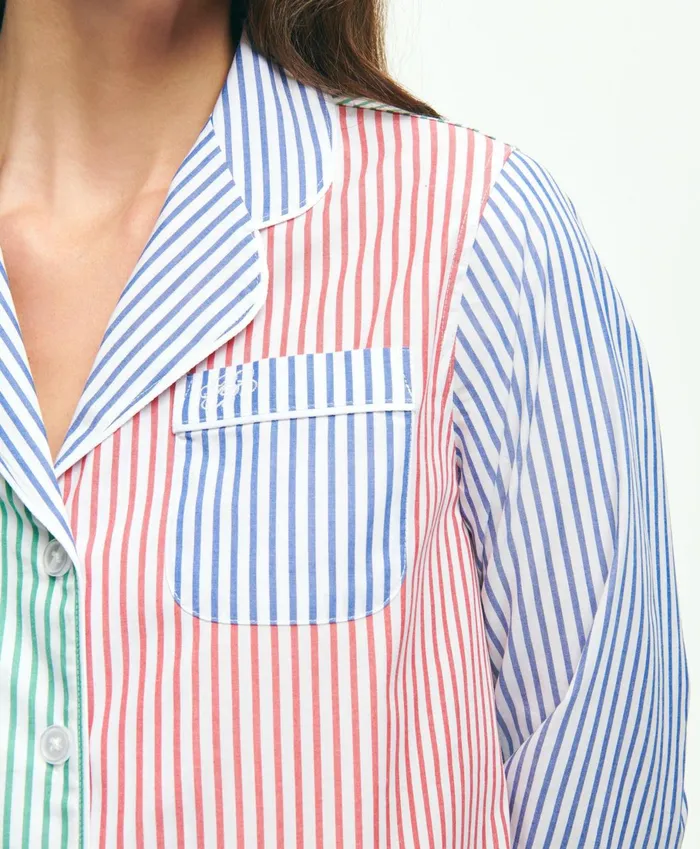 Pajamas andamp Sleepwear Women Brooks Brothers Cotton Poplin Fun Pajama Set Multi