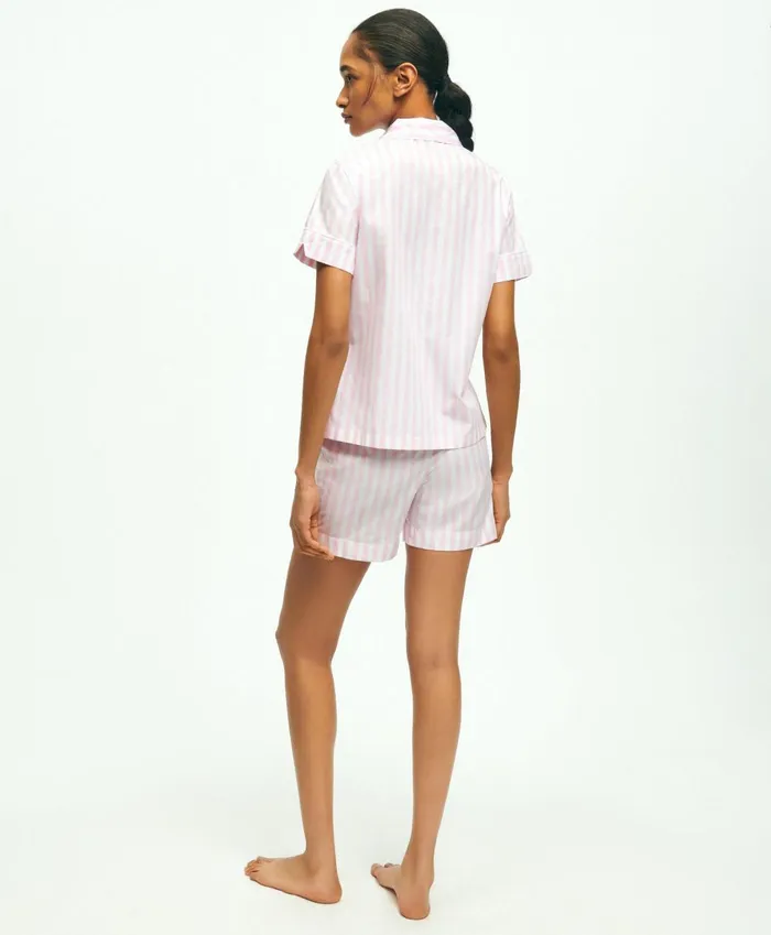 Pajamas andamp Sleepwear Women Brooks Brothers Cotton Poplin Striped Pajama Set Pink
