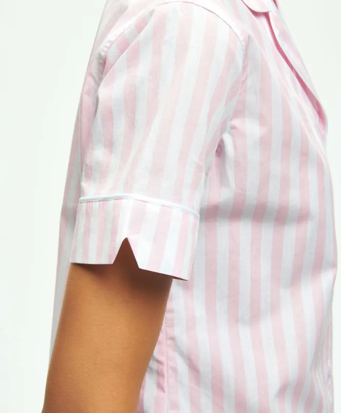 Pajamas andamp Sleepwear Women Brooks Brothers Cotton Poplin Striped Pajama Set Pink
