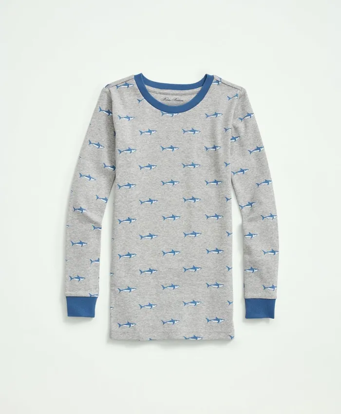 Pajamas Kids Brooks Brothers Kids Cotton Printed Pajama Set Grey Heather
