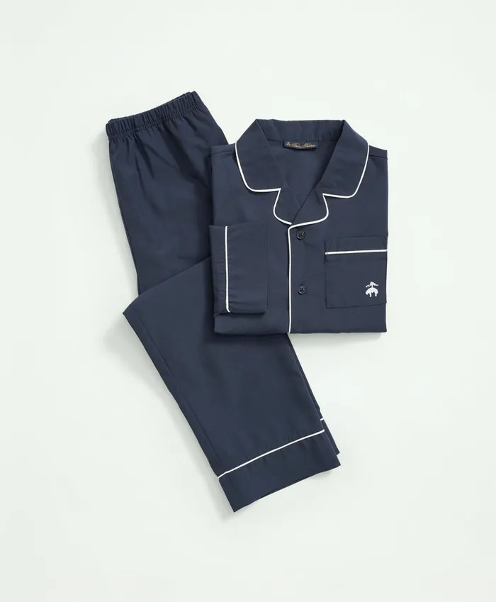 Pajamas Kids Brooks Brothers Kids Long Sleeve Button Up Pajama Set Navy