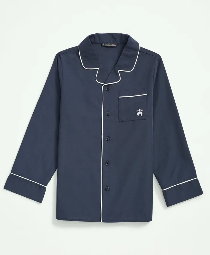 Pajamas Kids Brooks Brothers Kids Long Sleeve Button Up Pajama Set Navy