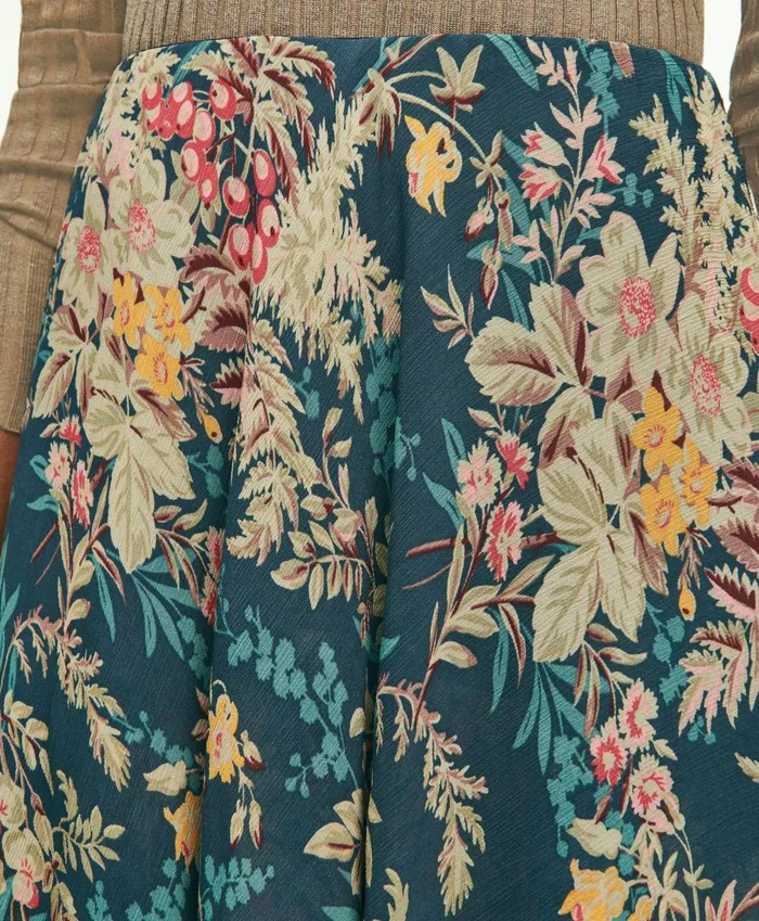 Pants andamp Skirts Women Brooks Brothers Chiffon Fern Print Tiered ALine Skirt Multi