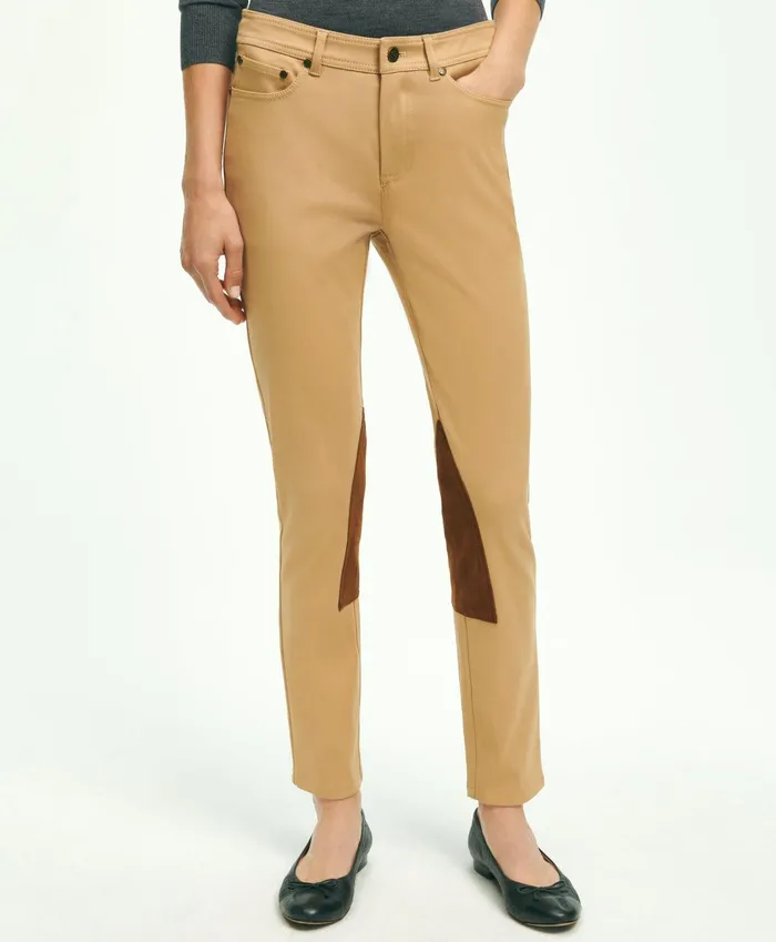 Pants andamp Skirts Women Brooks Brothers Cotton Blend 5Pocket Riding Pants Tan