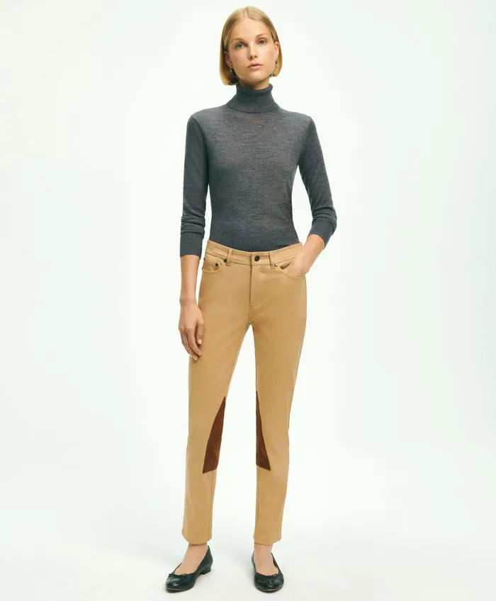 Pants andamp Skirts Women Brooks Brothers Cotton Blend 5Pocket Riding Pants Tan