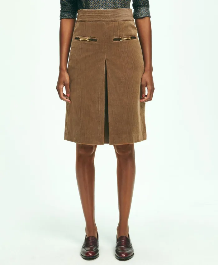 Pants andamp Skirts Women Brooks Brothers Cotton Corduroy ALine Skirt Beige