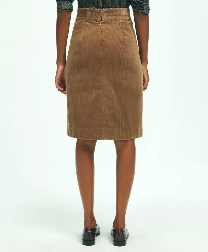 Pants andamp Skirts Women Brooks Brothers Cotton Corduroy ALine Skirt Beige
