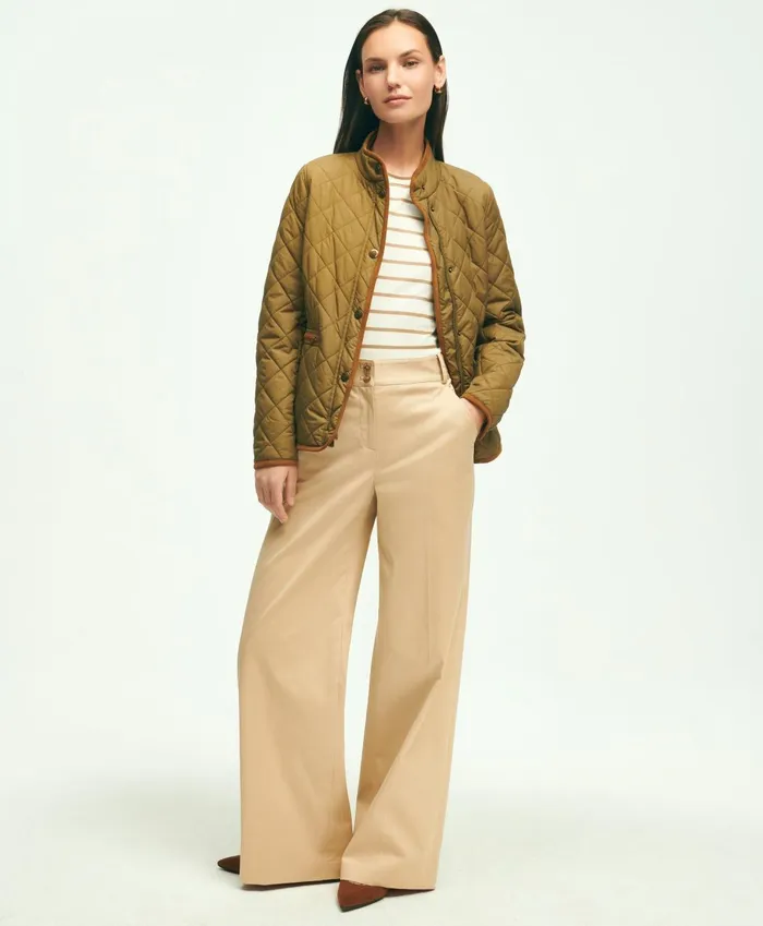 Pants andamp Skirts Women Brooks Brothers Cotton Twill Wide Leg Pants Beige