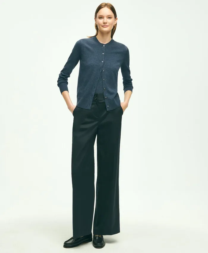 Pants andamp Skirts Women Brooks Brothers Cotton Twill Wide Leg Pants Black