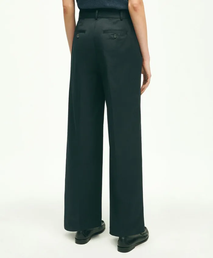 Pants andamp Skirts Women Brooks Brothers Cotton Twill Wide Leg Pants Black