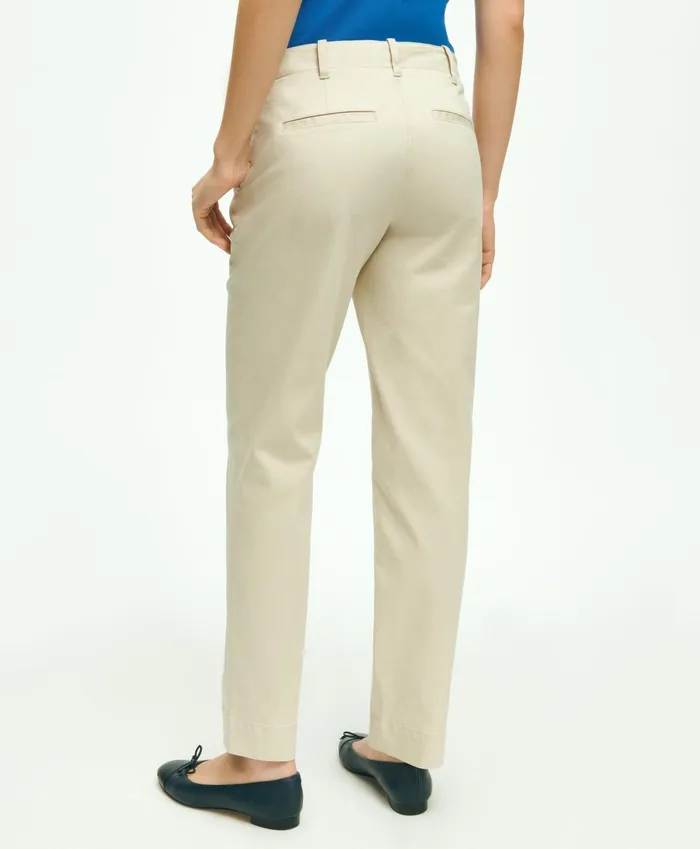 Pants andamp Skirts Women Brooks Brothers Garment Washed Stretch Cotton Chinos Natural