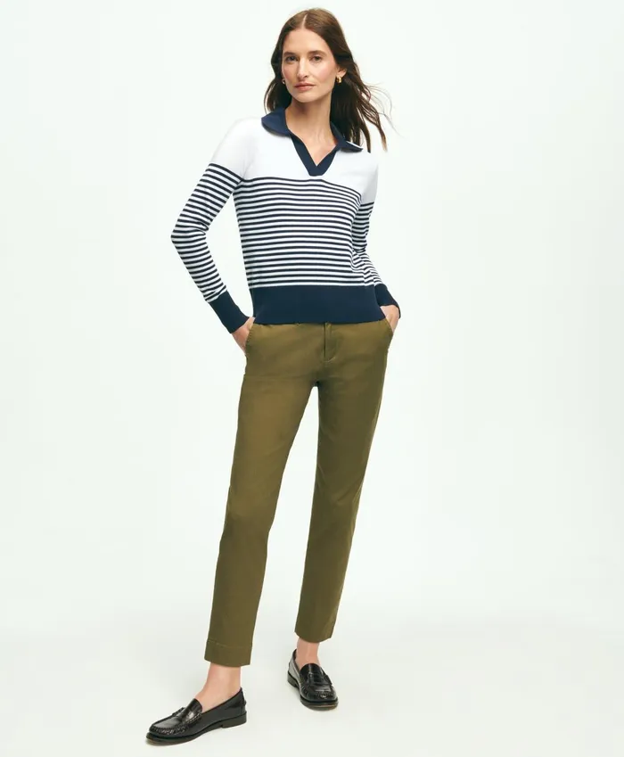 Pants andamp Skirts Women Brooks Brothers Garment Washed Stretch Cotton Chinos Olive
