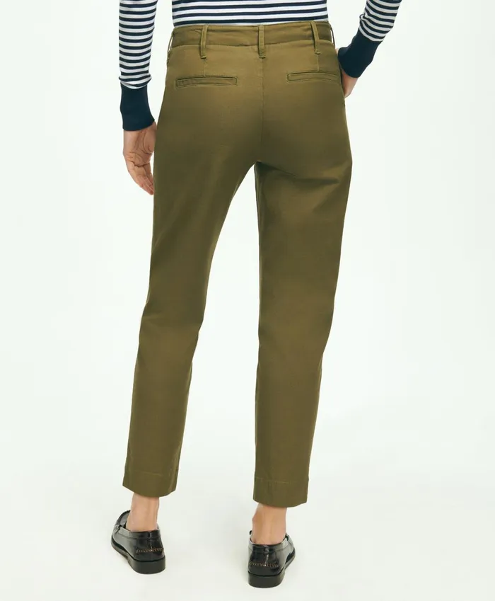 Pants andamp Skirts Women Brooks Brothers Garment Washed Stretch Cotton Chinos Olive