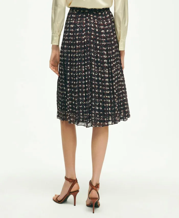 Pants andamp Skirts Women Brooks Brothers Pleated Chiffon Plaid Skirt Navy Multi