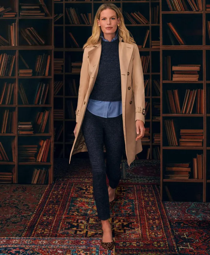 Pants andamp Skirts Women Brooks Brothers SideZip Cotton Wool Blend Glenn Plaid Cropped Pants Grey Multi