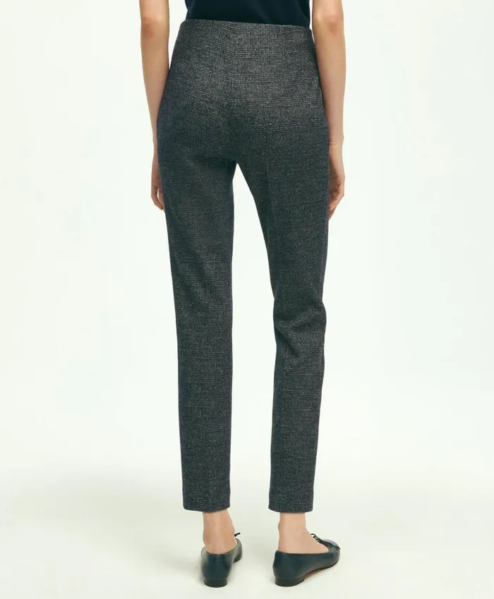 Pants andamp Skirts Women Brooks Brothers SideZip Cotton Wool Blend Glenn Plaid Cropped Pants Grey Multi