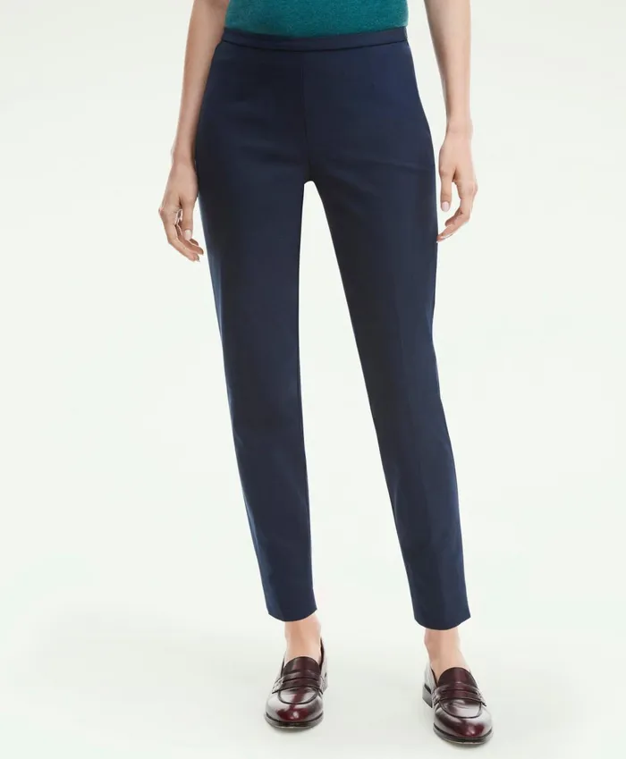 Pants andamp Skirts Women Brooks Brothers SideZip Stretch Cotton Pant Navy