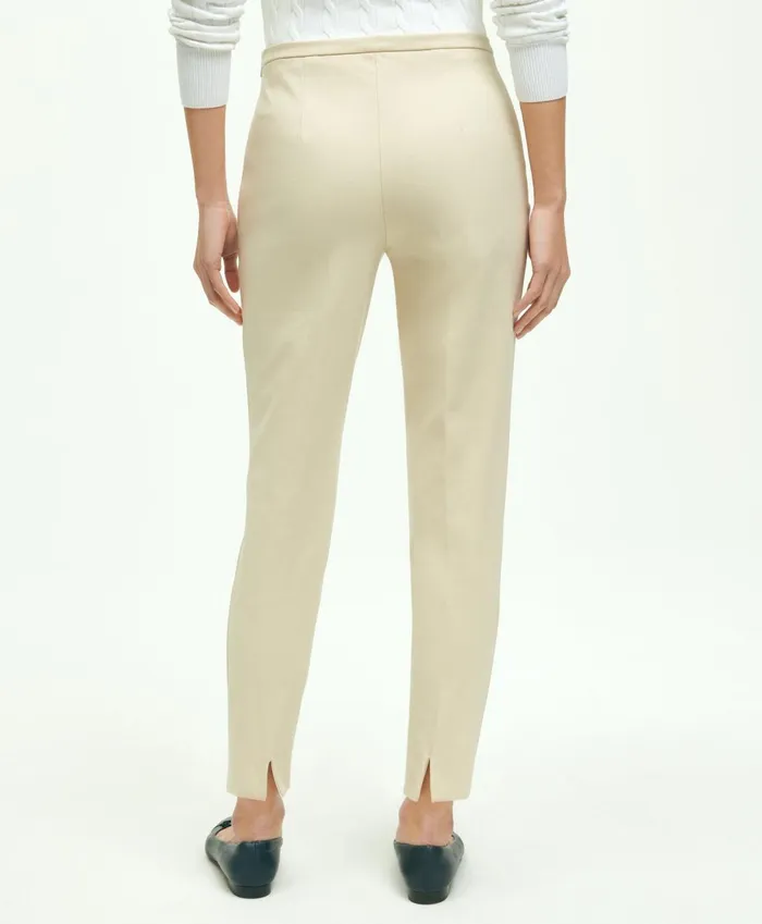 Pants andamp Skirts Women Brooks Brothers SideZip Stretch Cotton Pant Oatmeal