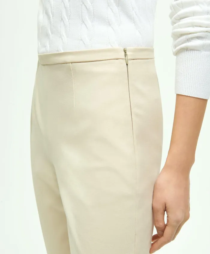 Pants andamp Skirts Women Brooks Brothers SideZip Stretch Cotton Pant Oatmeal