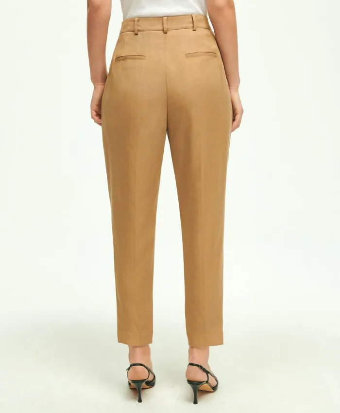 Pants andamp Skirts Women Brooks Brothers Slim PleatFront Cropped Pants Tan