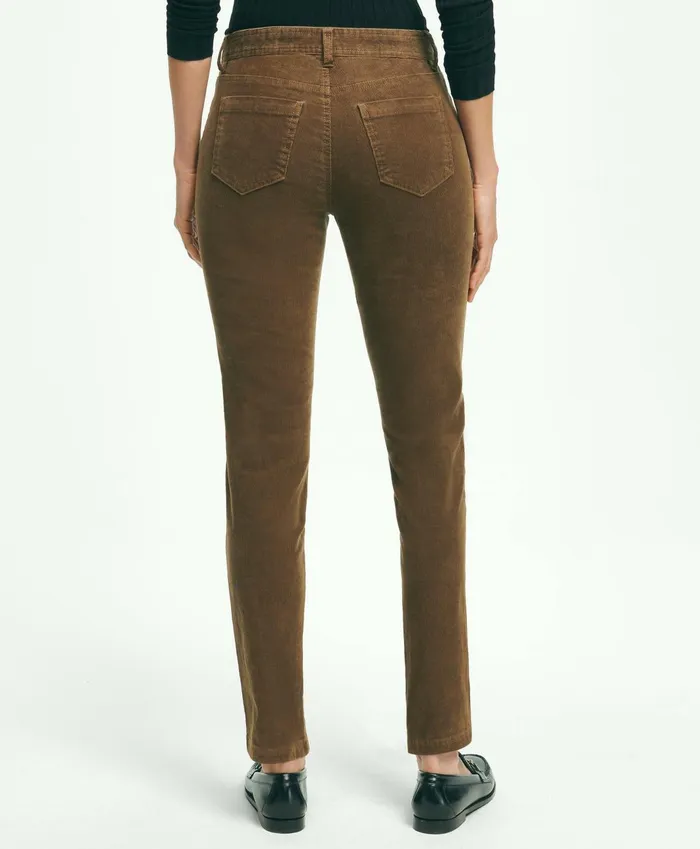 Pants andamp Skirts Women Brooks Brothers Stretch Cotton Corduroy 5Pocket Pants Brown