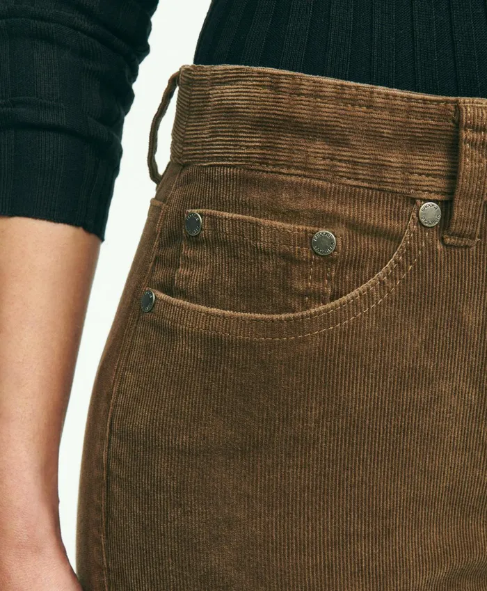 Pants andamp Skirts Women Brooks Brothers Stretch Cotton Corduroy 5Pocket Pants Brown