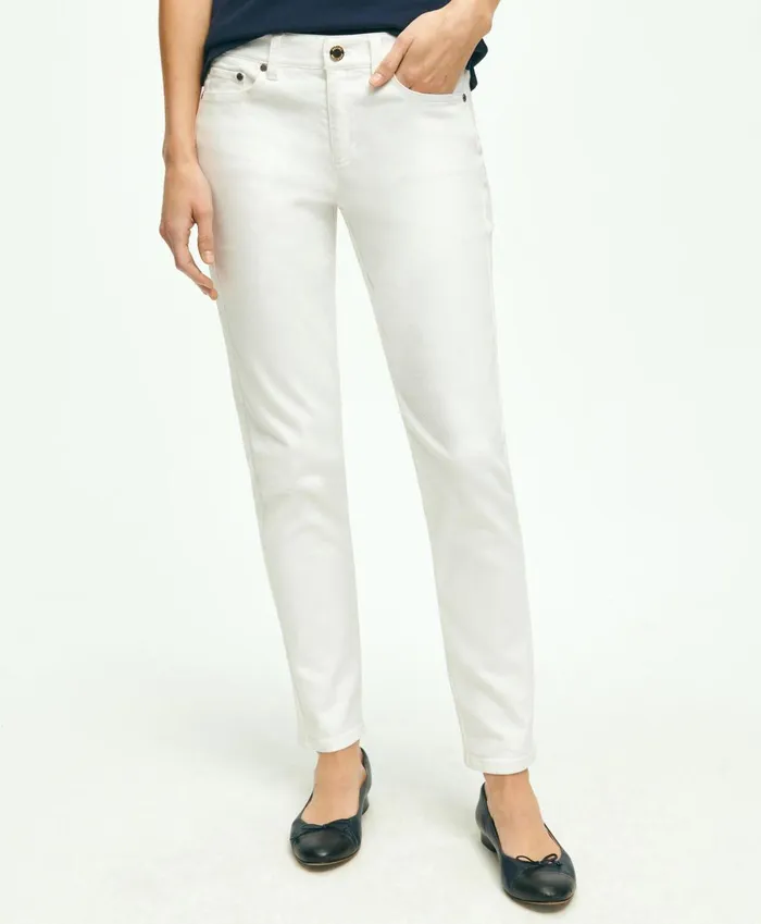 Pants andamp Skirts Women Brooks Brothers Stretch Cotton Jeans White
