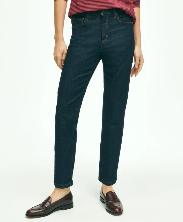 Pants andamp Skirts Women Brooks Brothers Stretch Cotton SlimStraight Cropped Denim Jeans Dark Denim Pants andamp Skirts Women Brooks Brothers Stretch Cotton SlimStraight Cropped Denim Jeans Dark Denim