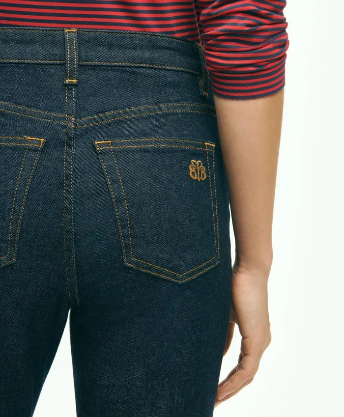 Pants andamp Skirts Women Brooks Brothers Stretch Cotton SlimStraight Cropped Denim Jeans Dark Denim