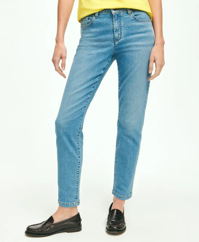 Pants andamp Skirts Women Brooks Brothers Stretch Cotton SlimStraight Cropped Denim Jeans Light Denim Pants andamp Skirts Women Brooks Brothers Stretch Cotton SlimStraight Cropped Denim Jeans Light Denim