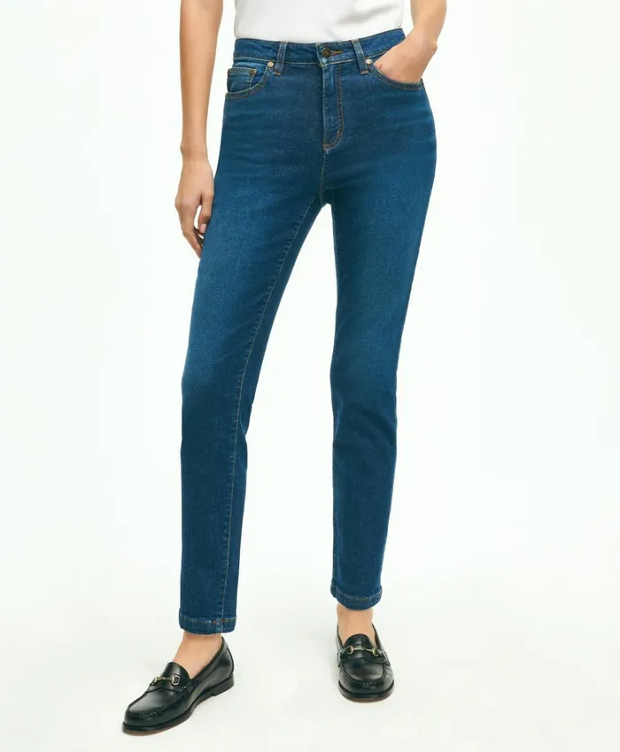 Pants andamp Skirts Women Brooks Brothers Stretch Cotton SlimStraight Cropped Denim Jeans Medium Denim Pants andamp Skirts Women Brooks Brothers Stretch Cotton SlimStraight Cropped Denim Jeans Medium Denim