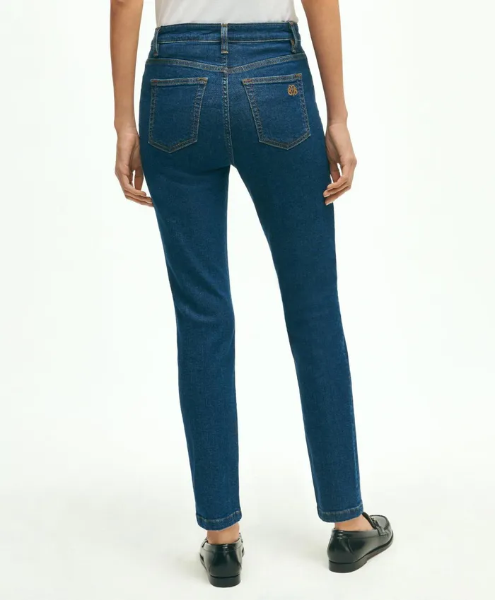 Pants andamp Skirts Women Brooks Brothers Stretch Cotton SlimStraight Cropped Denim Jeans Medium Denim